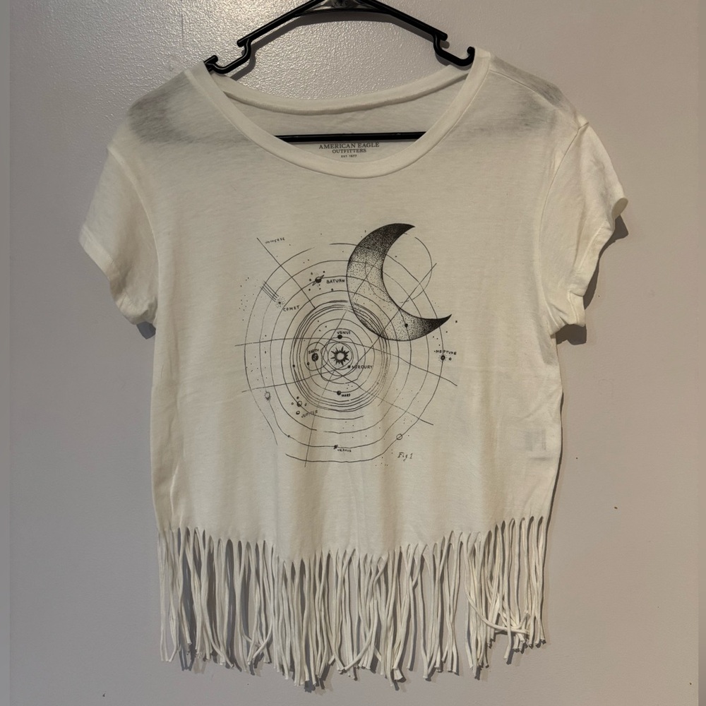 American Eagle Outfitters White Fringe Top